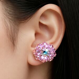 Vintage Hobe Pink Crystal Clip Earrings